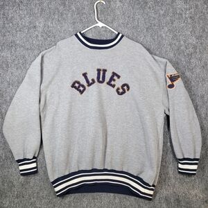Vintage St. Louis Blues NHL Hockey Embroidered Logo Gray Pullover Sweatshirt XL